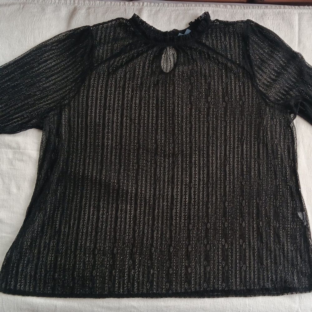 Black lace long sleeve blouse
